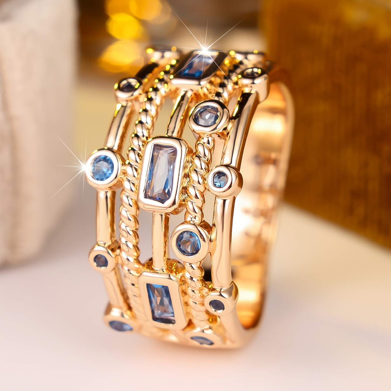 Women's Multi-layered Synthetic Zirconia Proposal Ring, Unique Style